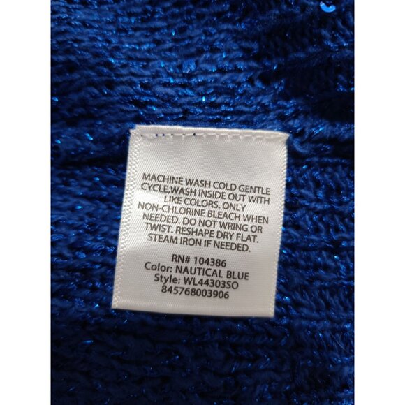 White Stag XXL 20 Womens Plus Size Sweater Blue Sequin Knit Open Front Cardigan - Picture 8 of 11